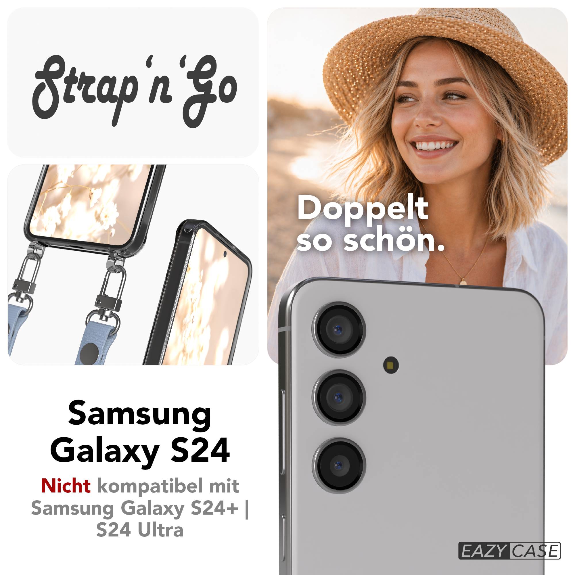 Samsung Galaxy S24 MagSafe Schutzhülle mit magnetischer Crossbody Handykette #farbe_hellblau-magsafe-funktion-ohne-magsafe