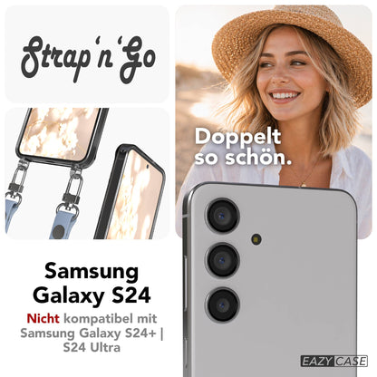 Samsung Galaxy S24 MagSafe Schutzhülle mit magnetischer Crossbody Handykette #farbe_hellblau-magsafe-funktion-ohne-magsafe