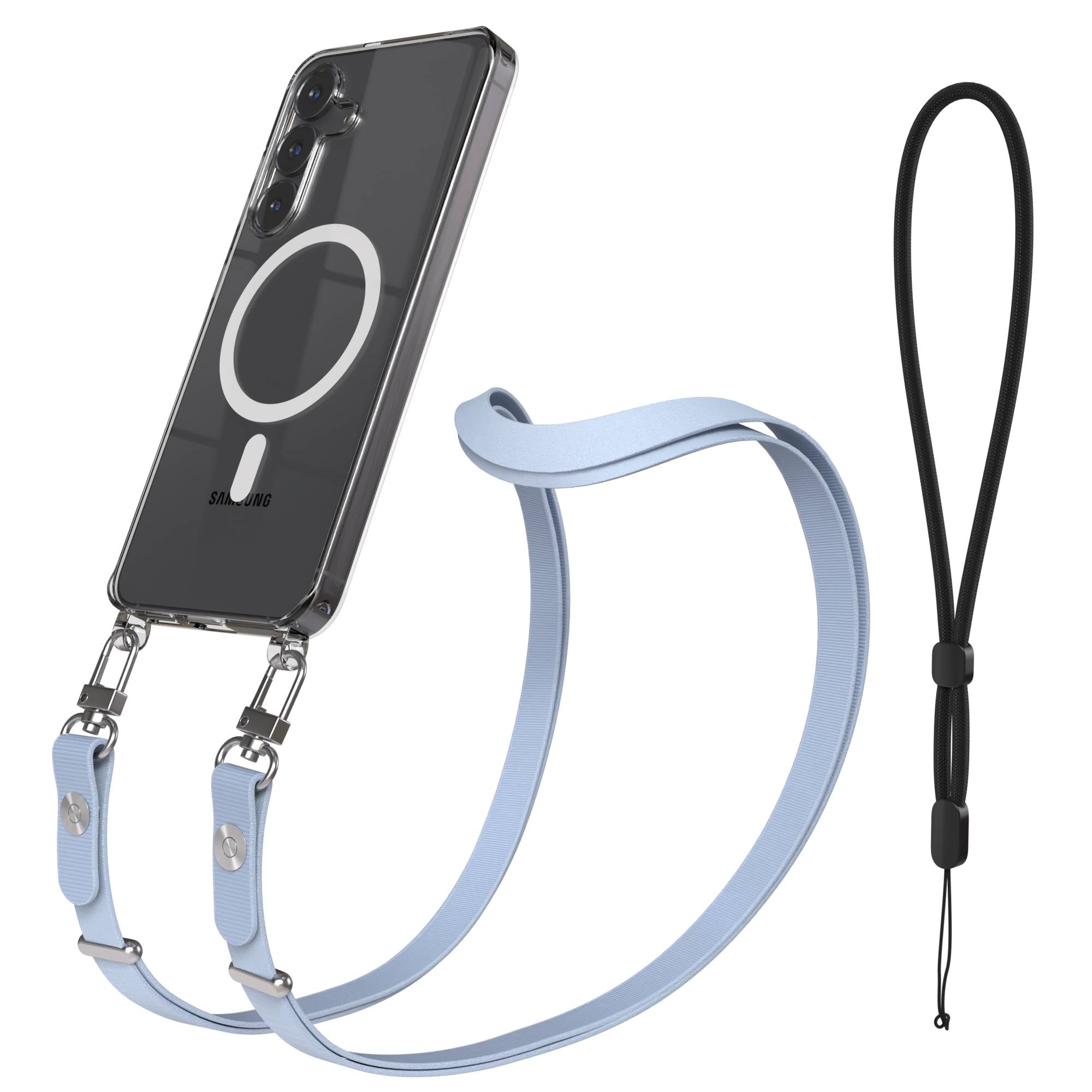 Samsung Galaxy S25 FE MagSafe Hülle mit magnetischer Crossbody Handykette #farbe_hellblau-magsafe-funktion-mit-magsafe