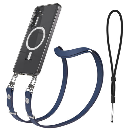 Samsung Galaxy S25 FE MagSafe Hülle mit magnetischer Crossbody Handykette #farbe_blau-magsafe-funktion-mit-magsafe