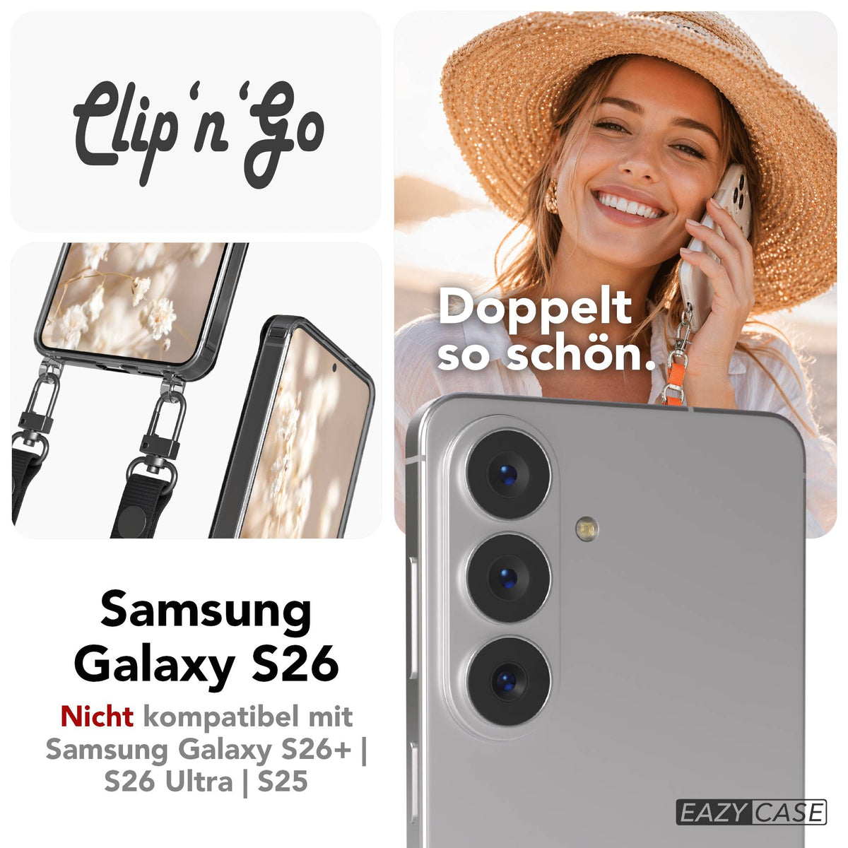 Samsung Galaxy S26 MagSafe Schutzhülle mit magnetischer Crossbody Handykette #farbe_schwarz-magsafe-funktion-mit-magsafe