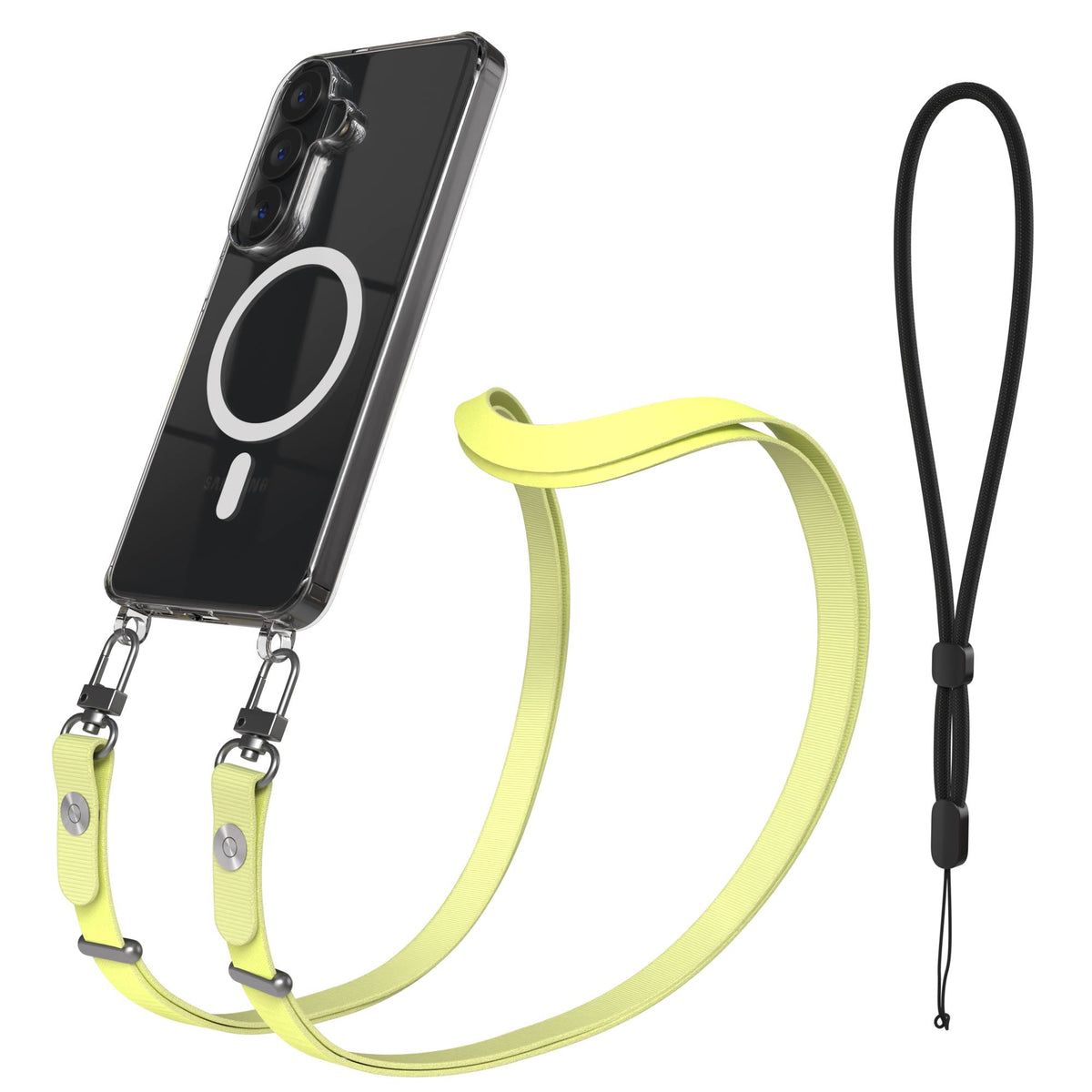 Samsung Galaxy S26 MagSafe Schutzhülle mit magnetischer Crossbody Handykette #farbe_gelb-magsafe-funktion-mit-magsafe