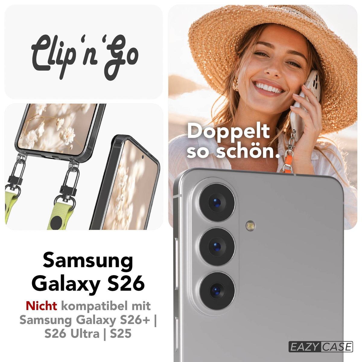 Samsung Galaxy S26 MagSafe Schutzhülle mit magnetischer Crossbody Handykette #farbe_gelb-magsafe-funktion-mit-magsafe