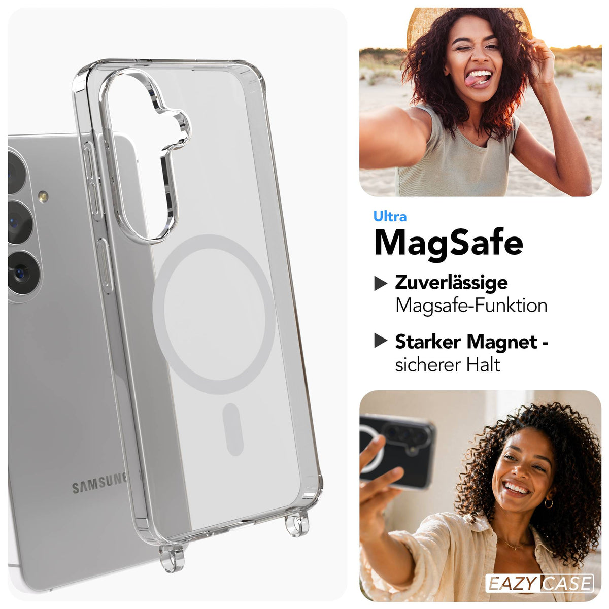 Samsung Galaxy S26 MagSafe Schutzhülle mit magnetischer Crossbody Handykette #farbe_gelb-magsafe-funktion-mit-magsafe