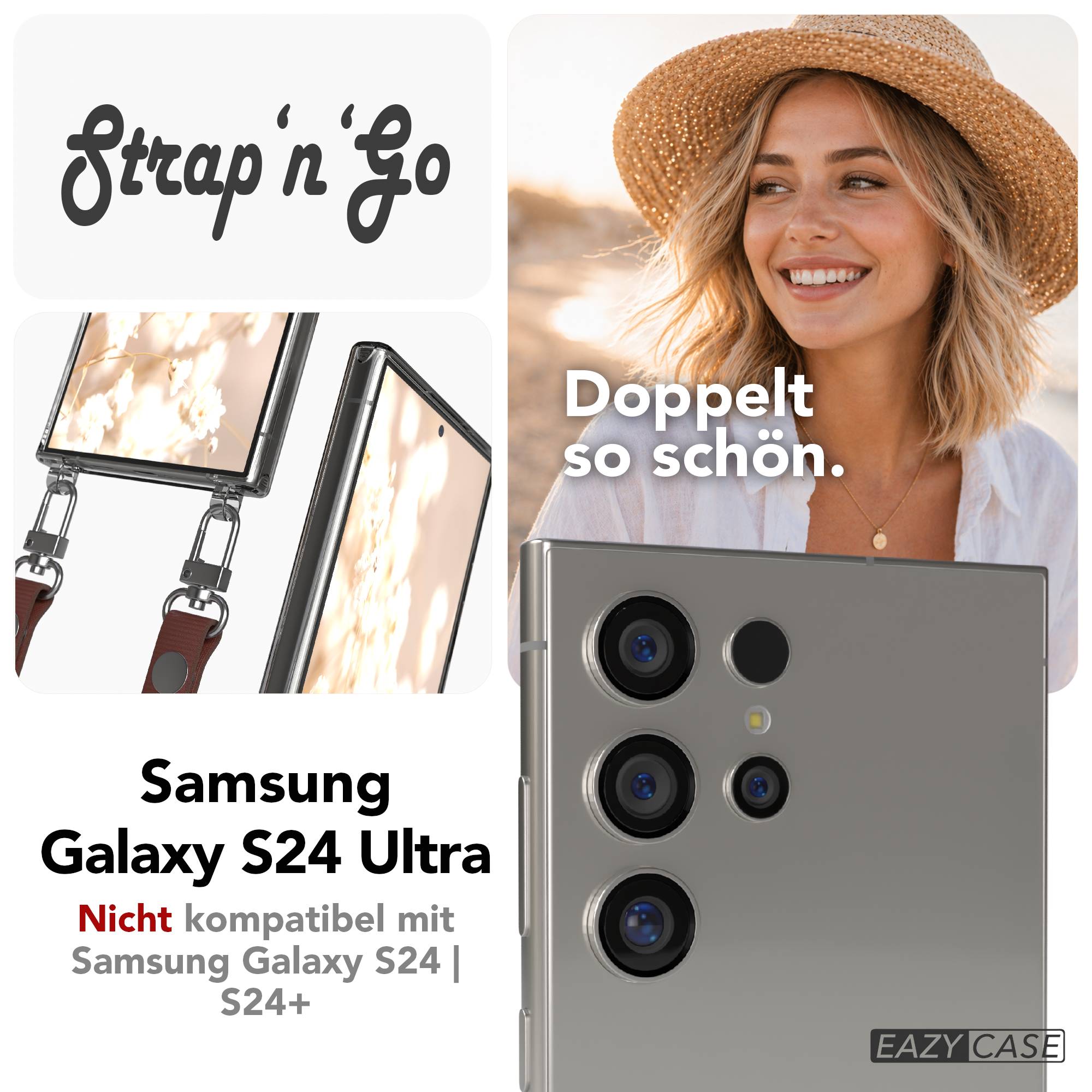 Samsung Galaxy S24 Ultra MagSafe Hülle mit magnetischer Crossbody Handykette #farbe_braun-magsafe-funktion-ohne-magsafe