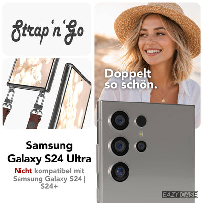 Samsung Galaxy S24 Ultra MagSafe Hülle mit magnetischer Crossbody Handykette #farbe_braun-magsafe-funktion-ohne-magsafe