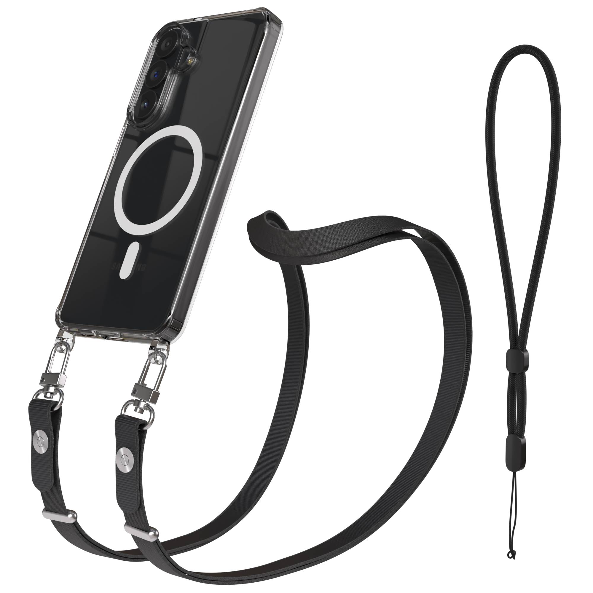 Samsung Galaxy S26 Plus MagSafe Schutzhülle mit magnetischer Crossbody-Handykette #farbe_schwarz-magsafe-funktion-mit-magsafe