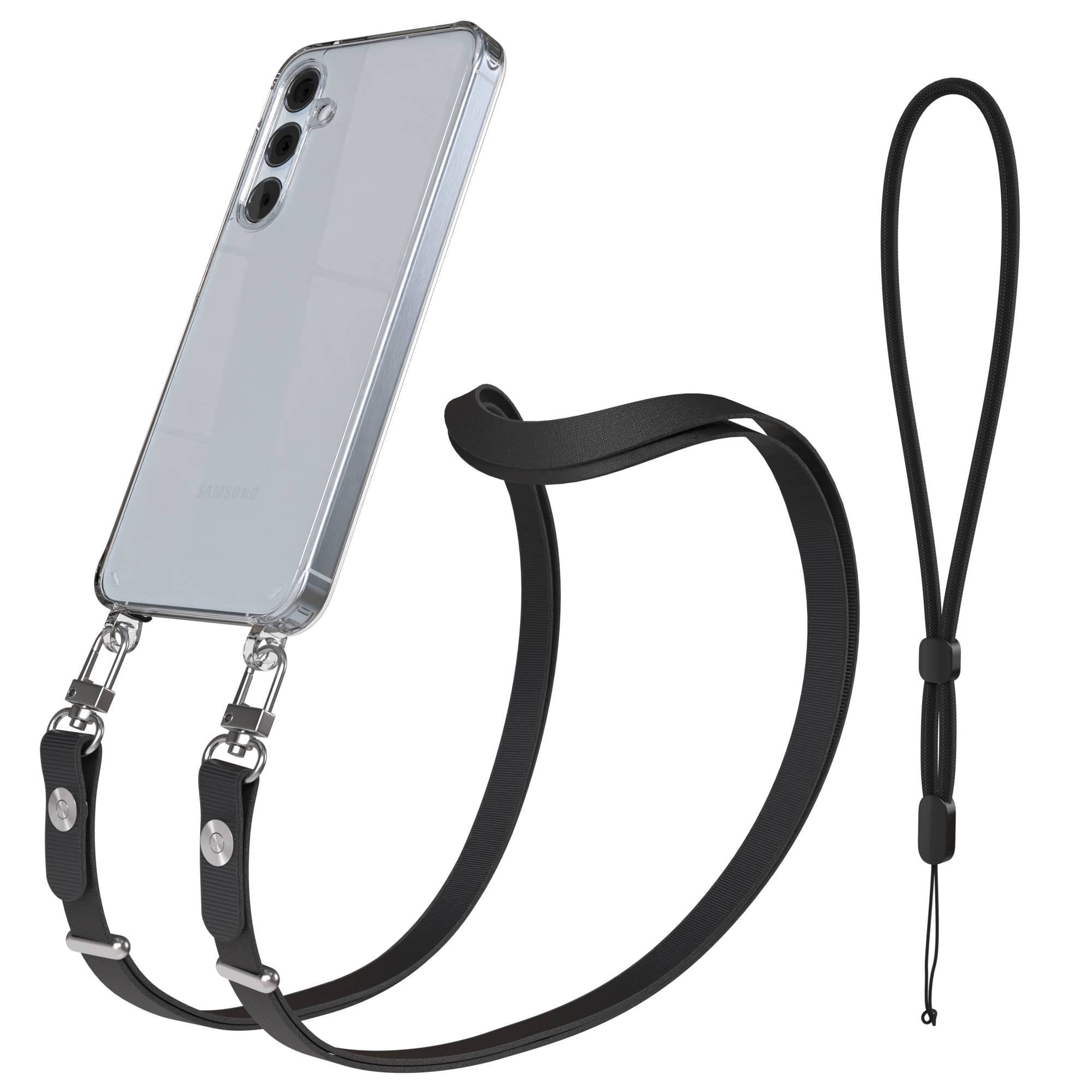 Samsung Galaxy A55 Schutzhülle mit magnetisch verstellbarem Crossbody-Umhängeband #farbe_schwarz