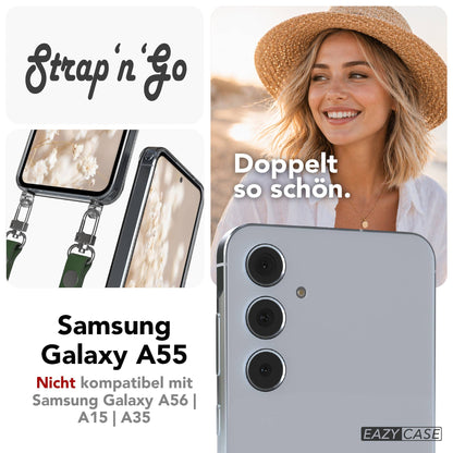Samsung Galaxy A55 Schutzhülle mit magnetisch verstellbarem Crossbody-Umhängeband 