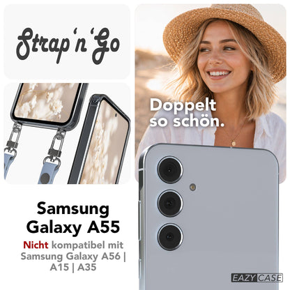 Samsung Galaxy A55 Schutzhülle mit magnetisch verstellbarem Crossbody-Umhängeband 