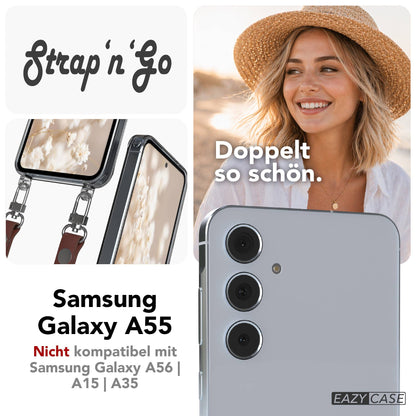 Samsung Galaxy A55 Schutzhülle mit magnetisch verstellbarem Crossbody-Umhängeband 