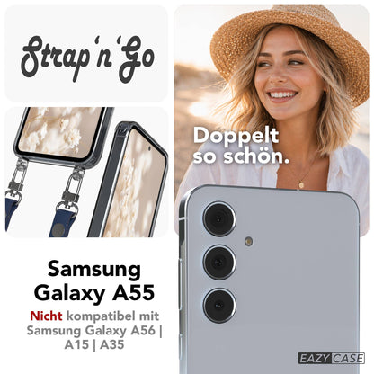 Samsung Galaxy A55 Schutzhülle mit magnetisch verstellbarem Crossbody-Umhängeband 