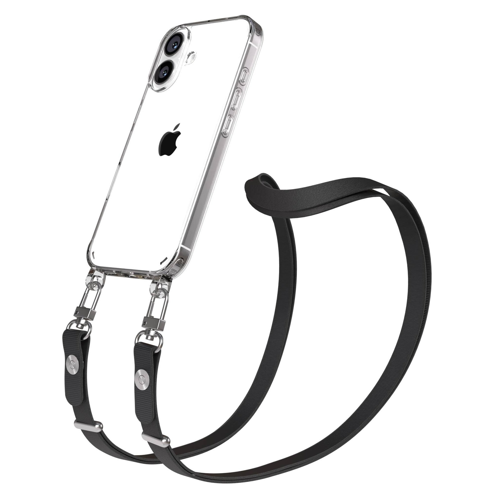 Apple iPhone 16 MagSafe Hülle mit magnetischer Crossbody Handykette Set #farbe_schwarz-magsafe-funktion-mit-magsafe