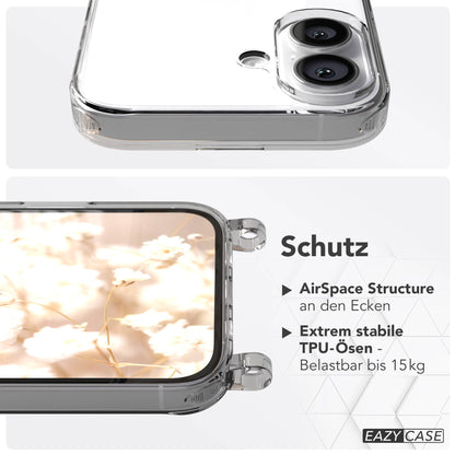 Apple iPhone 16 MagSafe Hülle mit magnetischer Crossbody Handykette Set #farbe_schwarz-magsafe-funktion-mit-magsafe