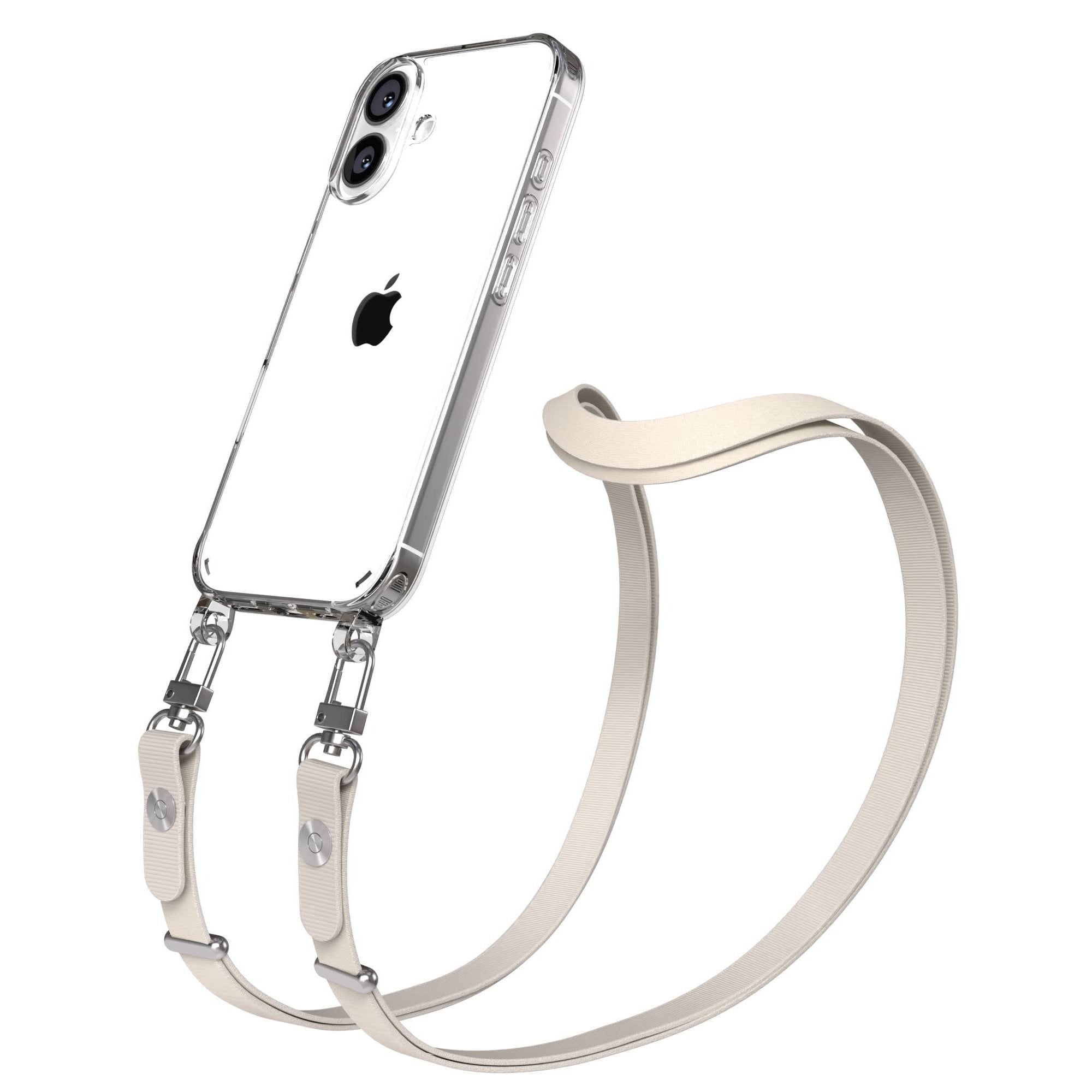 Apple iPhone 16 MagSafe Hülle mit magnetischer Crossbody Handykette Set #farbe_taupe-magsafe-funktion-mit-magsafe