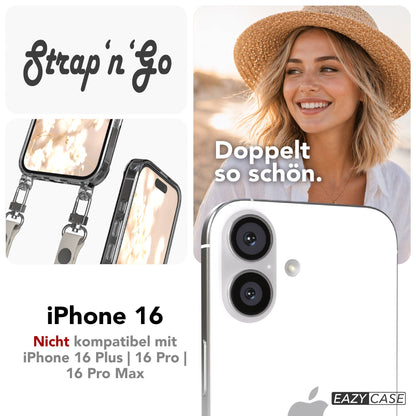 Apple iPhone 16 MagSafe Hülle mit magnetischer Crossbody Handykette Set #farbe_taupe-magsafe-funktion-mit-magsafe