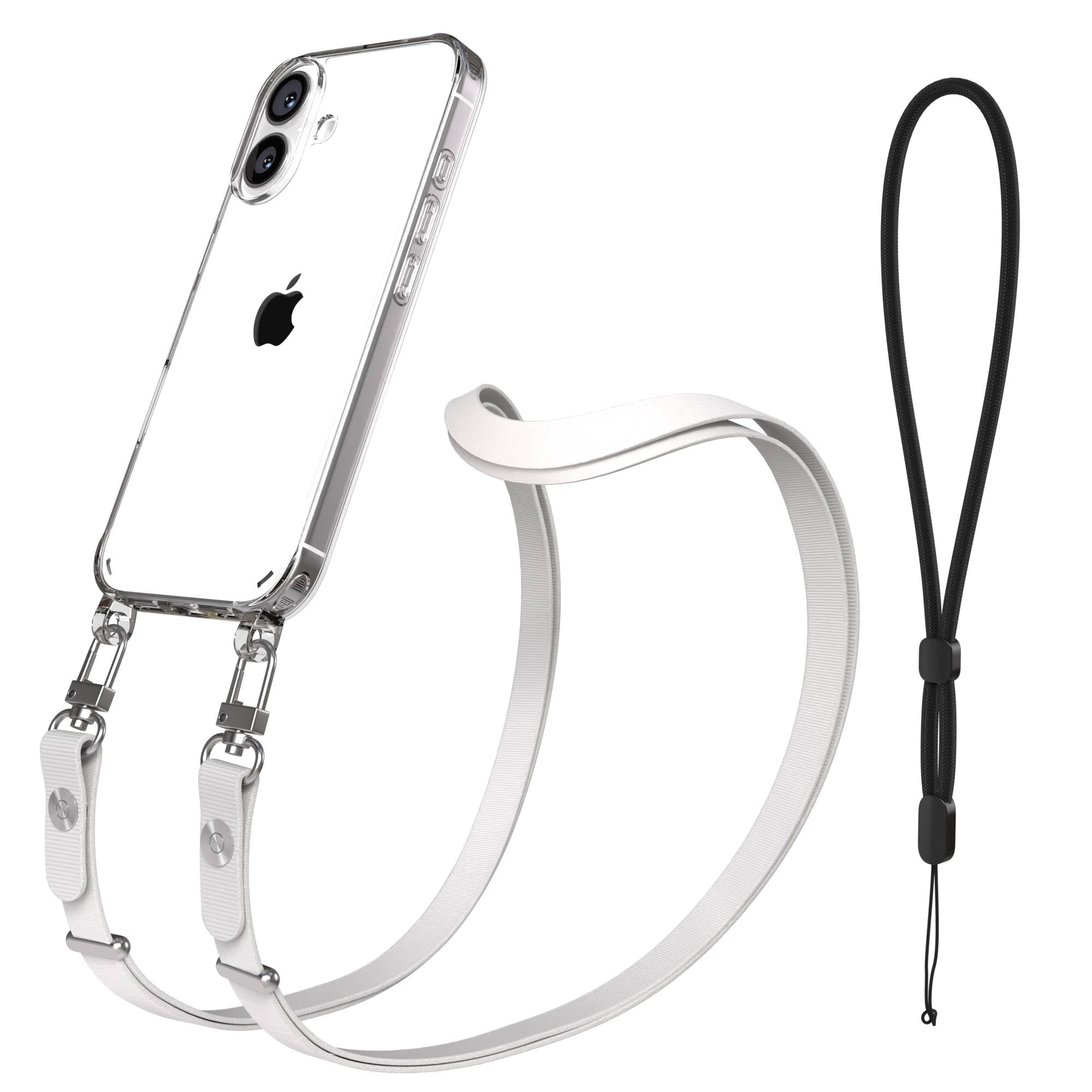 Apple iPhone 16 MagSafe Hülle mit magnetischer Crossbody Handykette Set #farbe_grau-magsafe-funktion-ohne-magsafe
