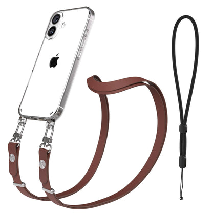 Apple iPhone 16 MagSafe Hülle mit magnetischer Crossbody Handykette Set #farbe_braun-magsafe-funktion-ohne-magsafe