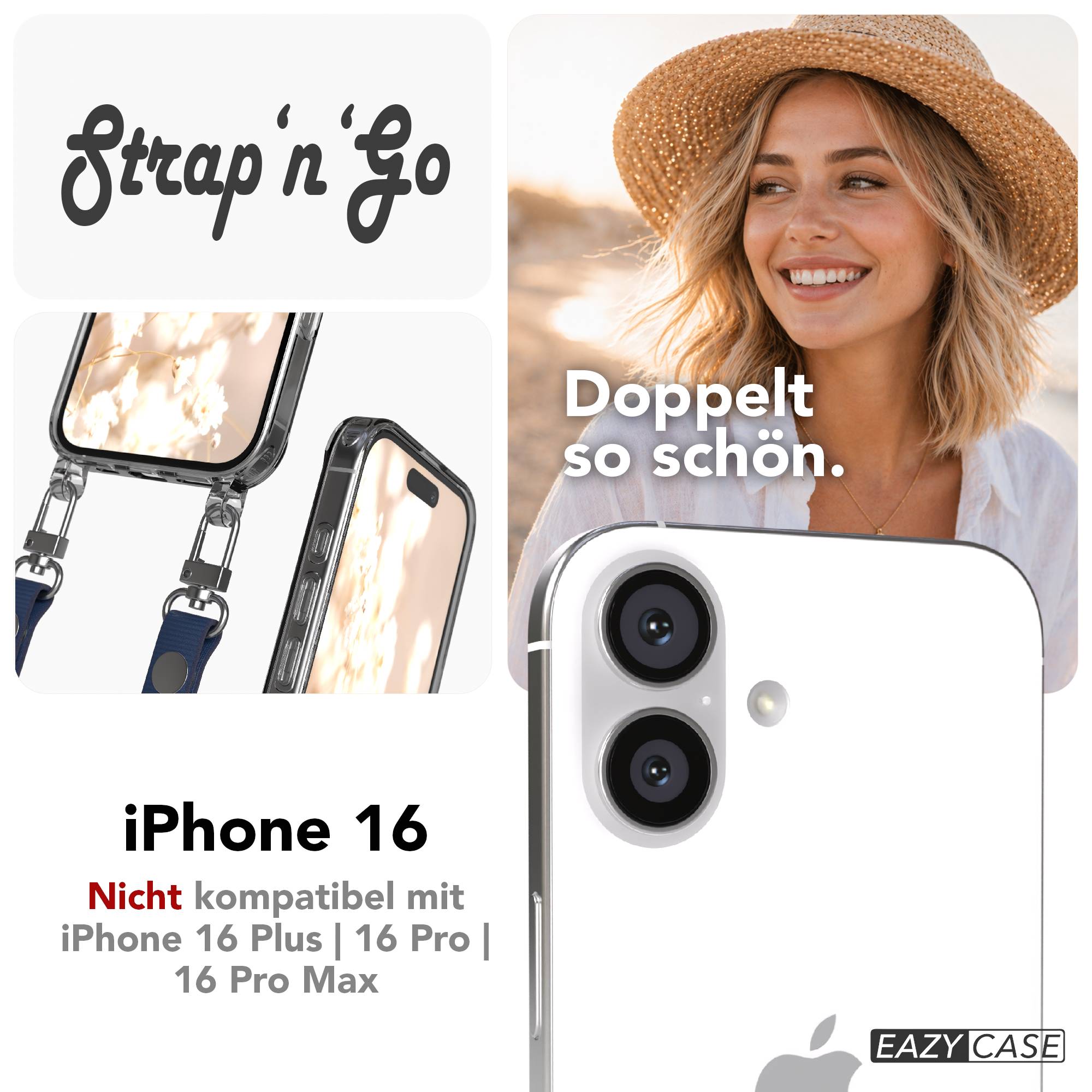 Apple iPhone 16 MagSafe Hülle mit magnetischer Crossbody Handykette Set #farbe_blau-magsafe-funktion-ohne-magsafe