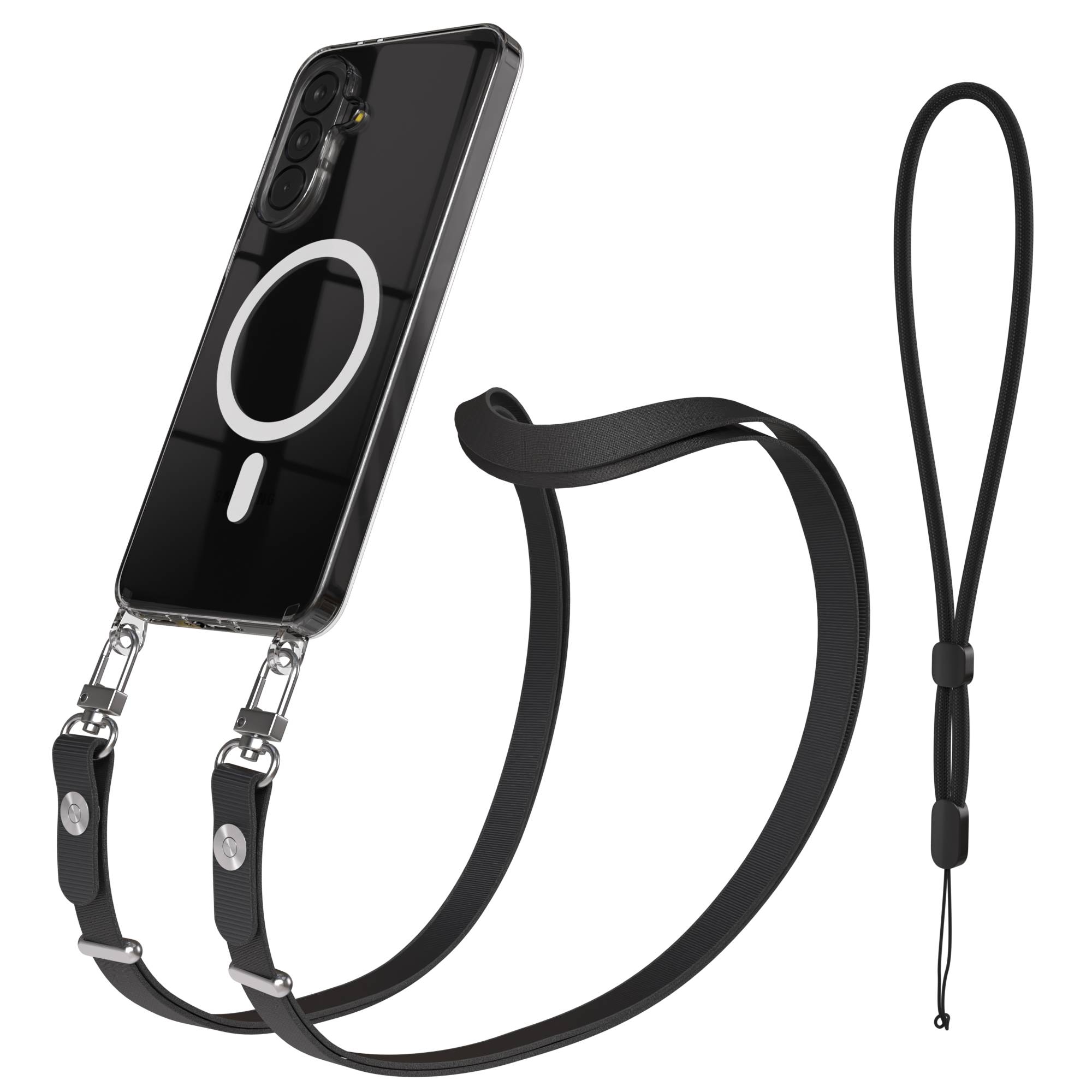 Samsung Galaxy A37 MagSafe Schutzhülle mit magnetischer Crossbody Handykette #farbe_schwarz-magsafe-funktion-mit-magsafe