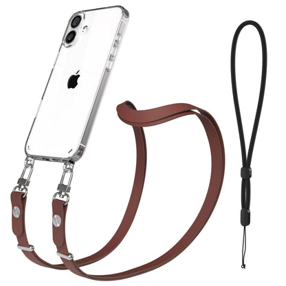 iPhone 16 Plus MagSafe Hülle mit magnetischem Crossbody-Umhängeband von EAZY CASE #farbe_braun-magsafe-funktion-ohne-magsafe