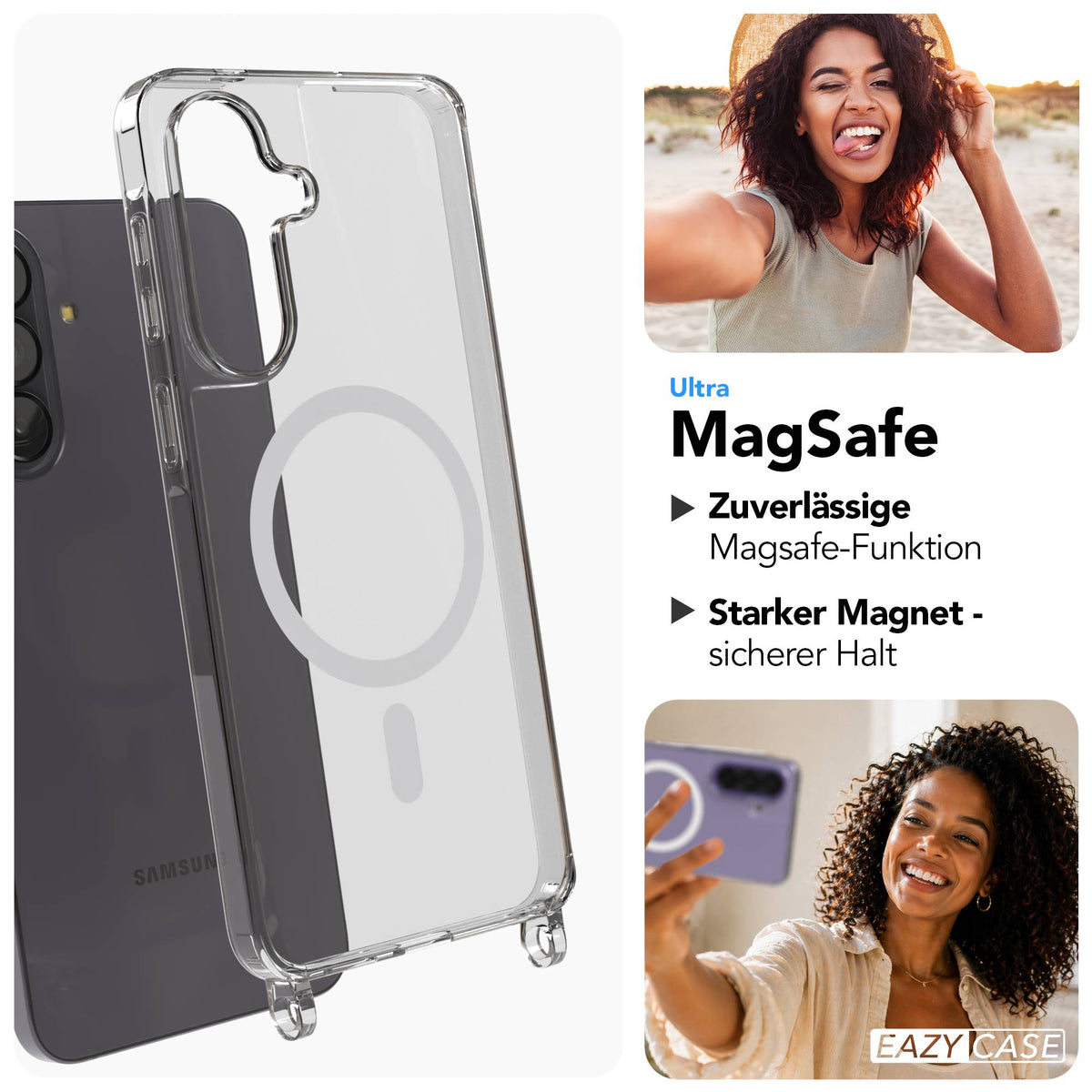 Samsung Galaxy A57 MagSafe Schutzhülle mit magnetischer Crossbody Handykette #farbe_gelb-magsafe-funktion-mit-magsafe