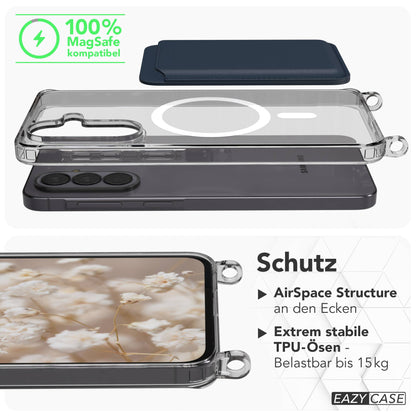 Samsung Galaxy A57 MagSafe Schutzhülle mit magnetischer Crossbody Handykette #farbe_gelb-magsafe-funktion-mit-magsafe