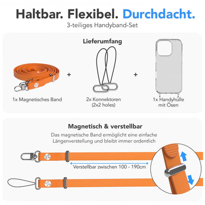 Apple iPhone 16 Pro MagSafe Hülle mit magnetischer Crossbody Handykette Set 