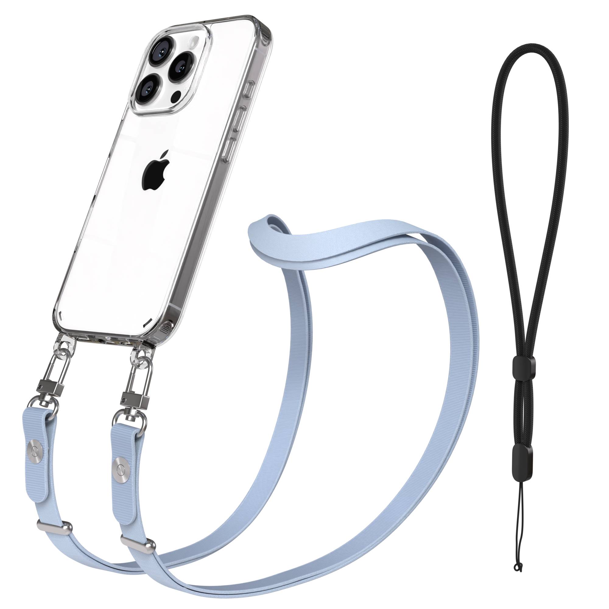 Apple iPhone 16 Pro MagSafe Hülle mit magnetischer Crossbody Handykette Set #farbe_hellblau-magsafe-funktion-ohne-magsafe