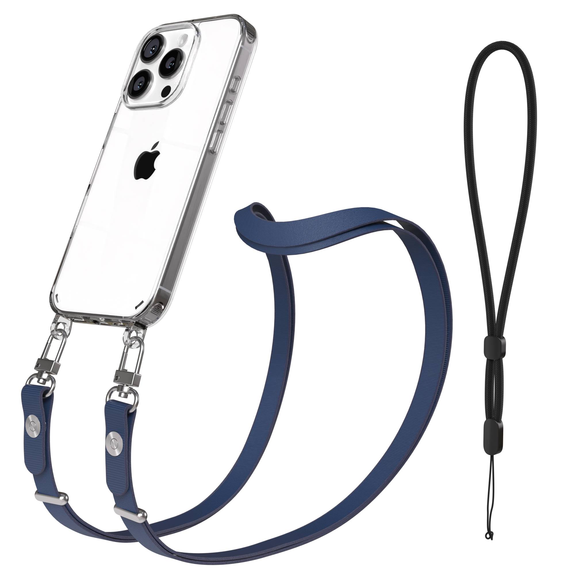 Apple iPhone 16 Pro MagSafe Hülle mit magnetischer Crossbody Handykette Set #farbe_blau-magsafe-funktion-ohne-magsafe