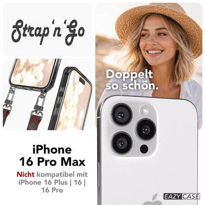 iPhone 16 Pro Max MagSafe Hülle mit magnetischem Crossbody-Umhängeband #farbe_braun-magsafe-funktion-ohne-magsafe