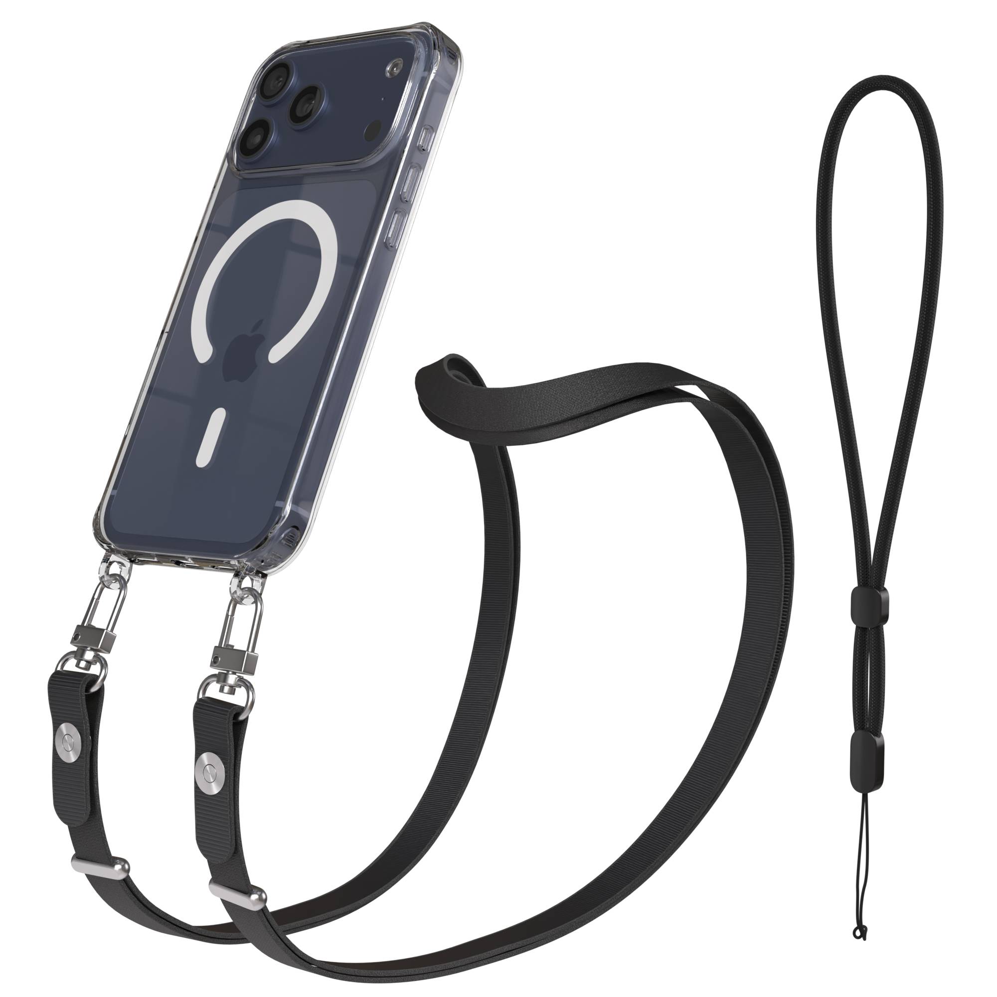 iPhone 17 Pro Max MagSafe Hülle mit magnetischem Crossbody-Umhängeband #farbe_schwarz-magsafe-funktion-mit-magsafe