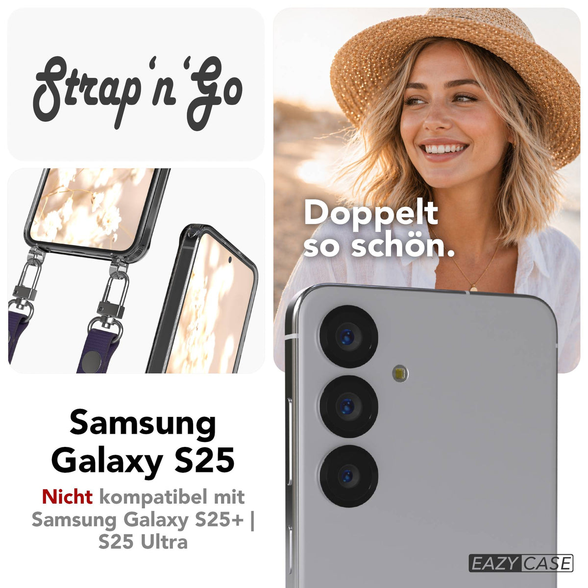 Samsung Galaxy S25 MagSafe Schutzhülle mit magnetischer Crossbody Handykette #farbe_lila-magsafe-funktion-ohne-magsafe