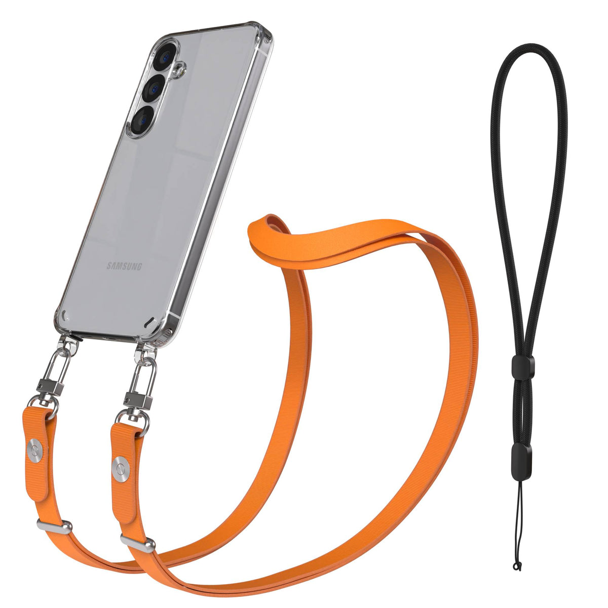 Samsung Galaxy S25 MagSafe Schutzhülle mit magnetischer Crossbody Handykette #farbe_orange-magsafe-funktion-ohne-magsafe