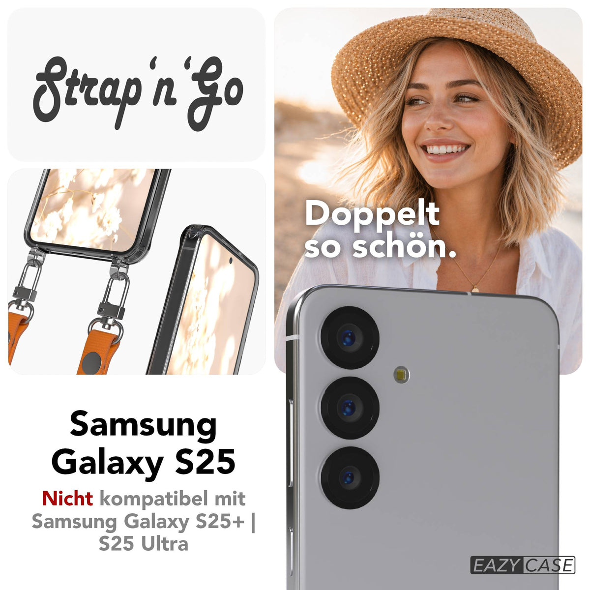 Samsung Galaxy S25 MagSafe Schutzhülle mit magnetischer Crossbody Handykette #farbe_orange-magsafe-funktion-ohne-magsafe