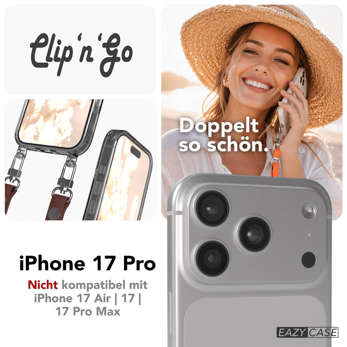 Apple iPhone 17 Pro MagSafe Hülle mit magnetischer Crossbody Handykette #farbe_braun-magsafe-funktion-mit-magsafe