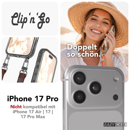 Apple iPhone 17 Pro MagSafe Hülle mit magnetischer Crossbody Handykette #farbe_braun-magsafe-funktion-mit-magsafe