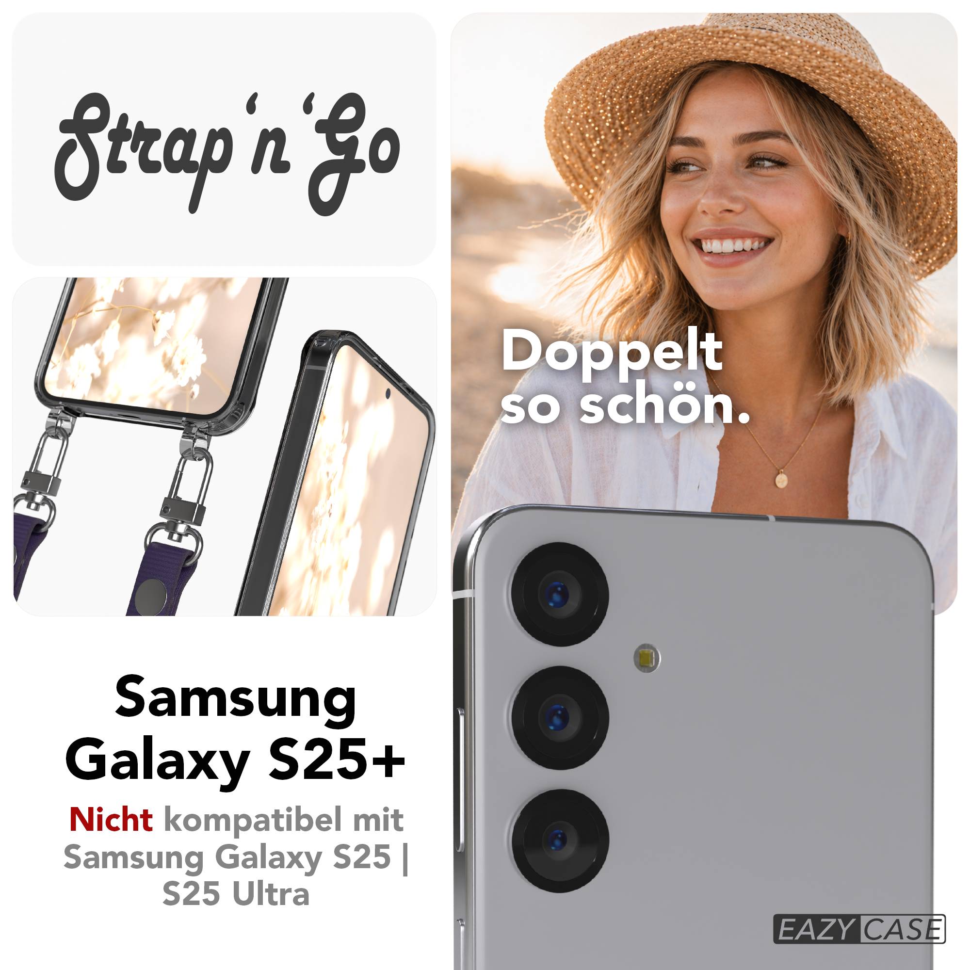Samsung Galaxy S25 Plus MagSafe Hülle mit magnetischer Crossbody Handykette #farbe_lila-magsafe-funktion-mit-magsafe