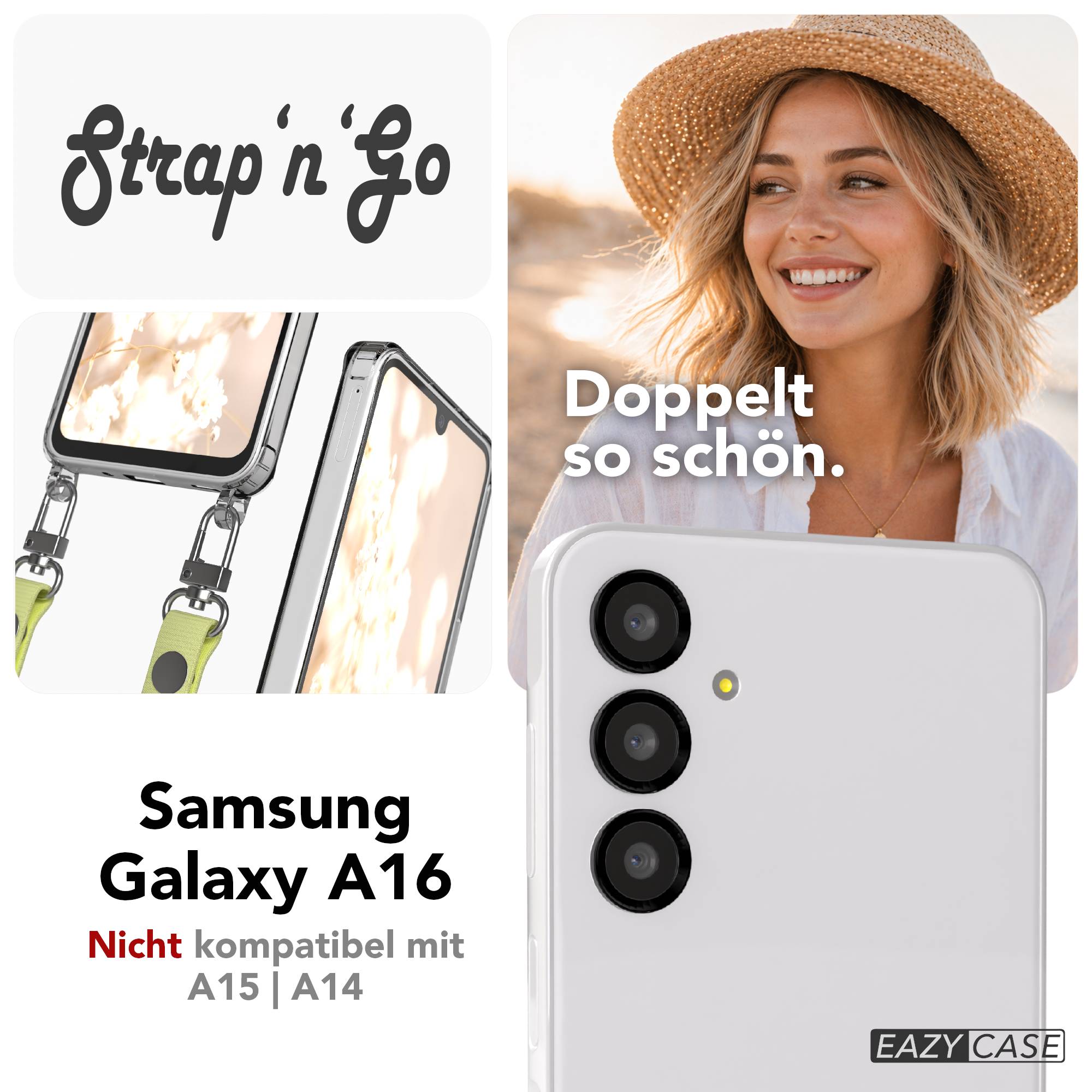 Samsung Galaxy A16 MagSafe Hülle mit magnetischer Crossbody Handykette im Set #farbe_gelb-magsafe-funktion-ohne-magsafe