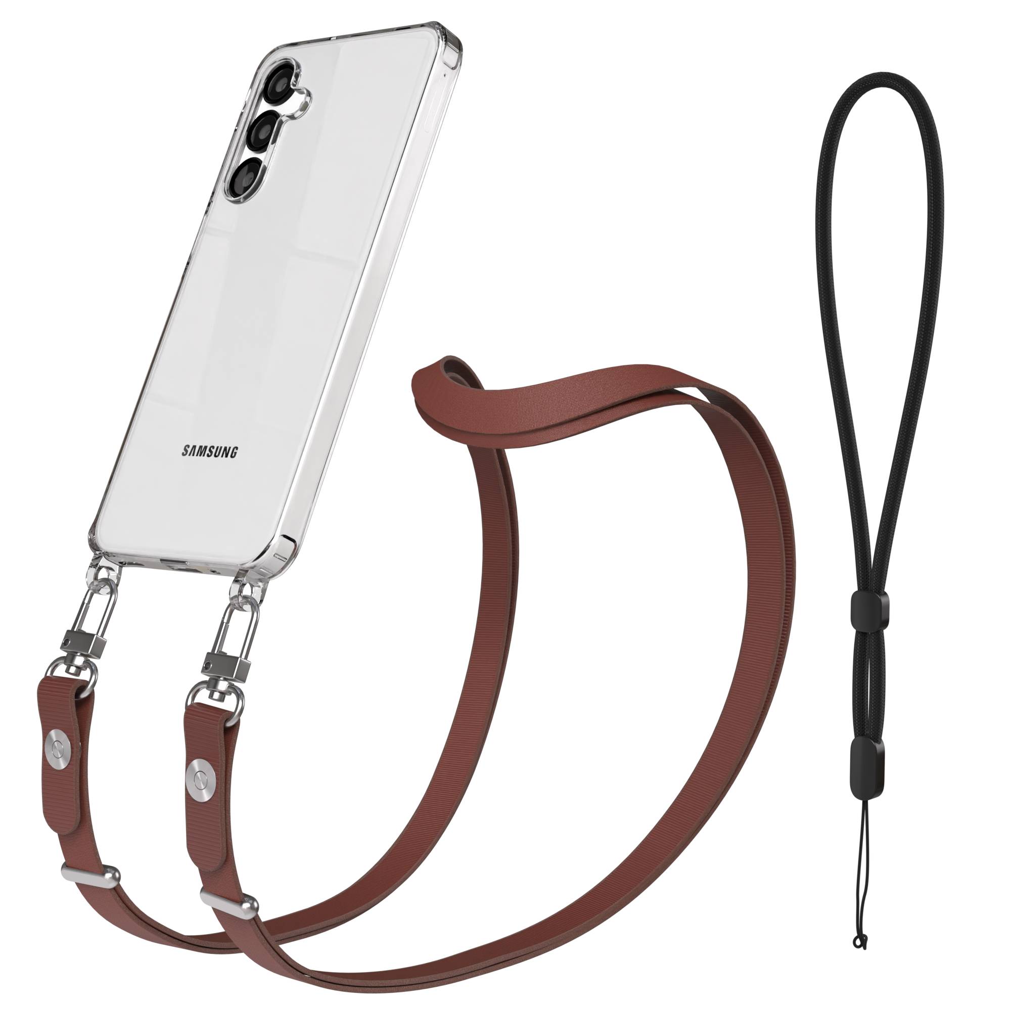 Samsung Galaxy A16 MagSafe Hülle mit magnetischer Crossbody Handykette im Set #farbe_braun-magsafe-funktion-ohne-magsafe