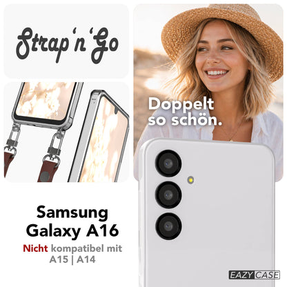 Samsung Galaxy A16 MagSafe Hülle mit magnetischer Crossbody Handykette im Set #farbe_braun-magsafe-funktion-ohne-magsafe