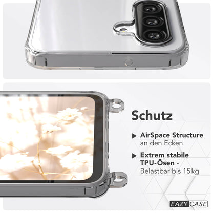 Samsung Galaxy A26 MagSafe Hülle mit magnetischem Crossbody-Umhängegurt Set #farbe_grau-magsafe-funktion-ohne-magsafe