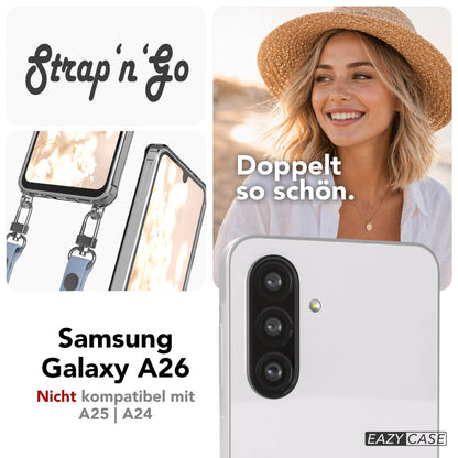 Samsung Galaxy A26 MagSafe Hülle mit magnetischem Crossbody-Umhängegurt Set #farbe_hellblau-magsafe-funktion-ohne-magsafe