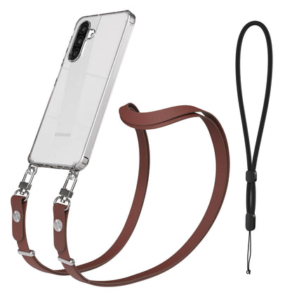 Samsung Galaxy A26 MagSafe Hülle mit magnetischem Crossbody-Umhängegurt Set #farbe_braun-magsafe-funktion-ohne-magsafe