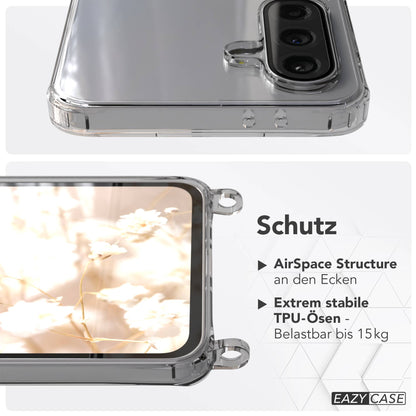 Samsung Galaxy A36 MagSafe Hülle mit magnetischer Crossbody Handykette #farbe_grau-magsafe-funktion-ohne-magsafe