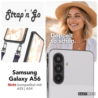 Samsung Galaxy A56 MagSafe Hülle mit magnetischer Crossbody Handykette #farbe_lila-magsafe-funktion-ohne-magsafe