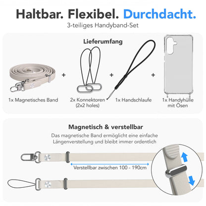Samsung Galaxy A56 MagSafe Hülle mit magnetischer Crossbody Handykette #farbe_taupe-magsafe-funktion-ohne-magsafe