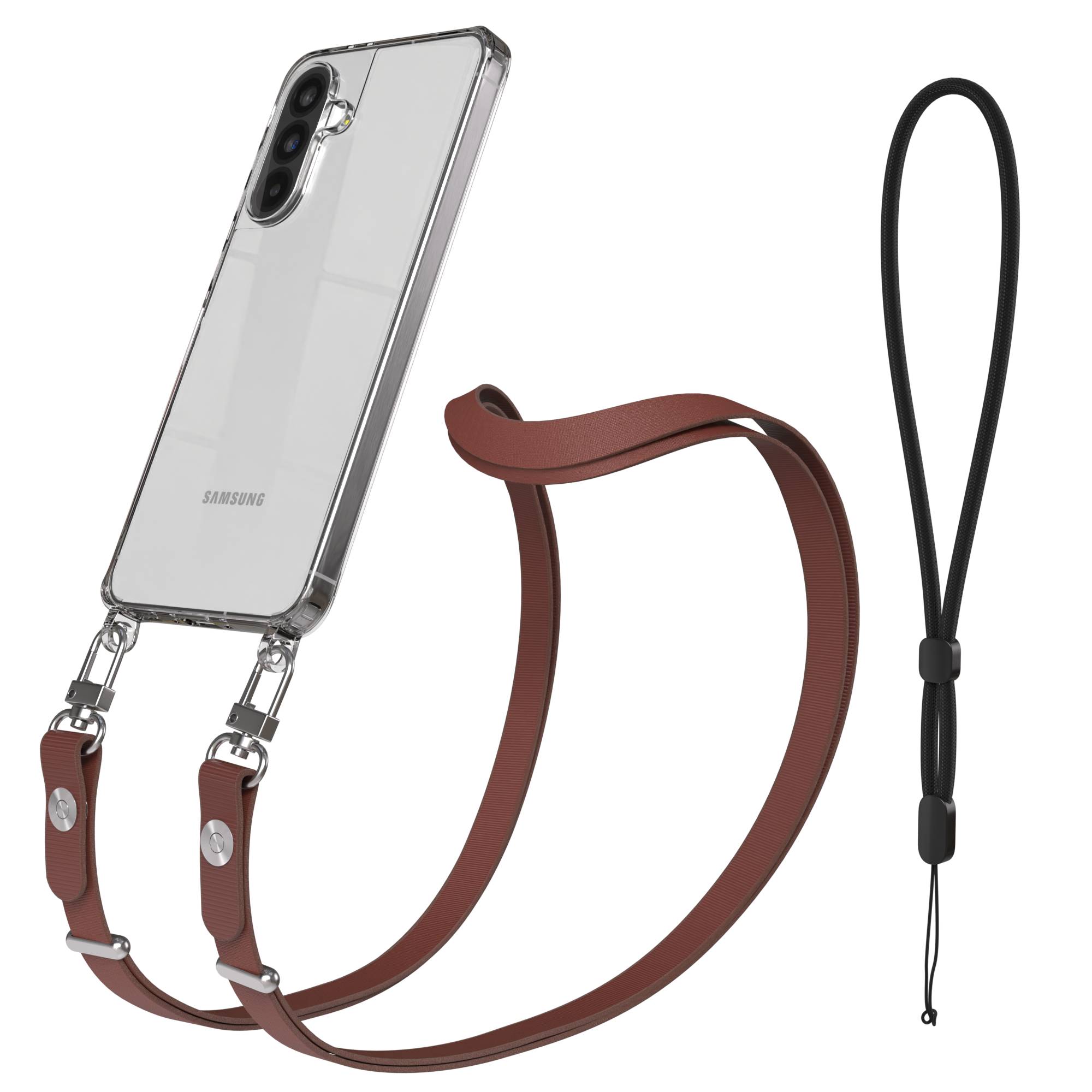 Samsung Galaxy A56 MagSafe Hülle mit magnetischer Crossbody Handykette #farbe_braun-magsafe-funktion-ohne-magsafe