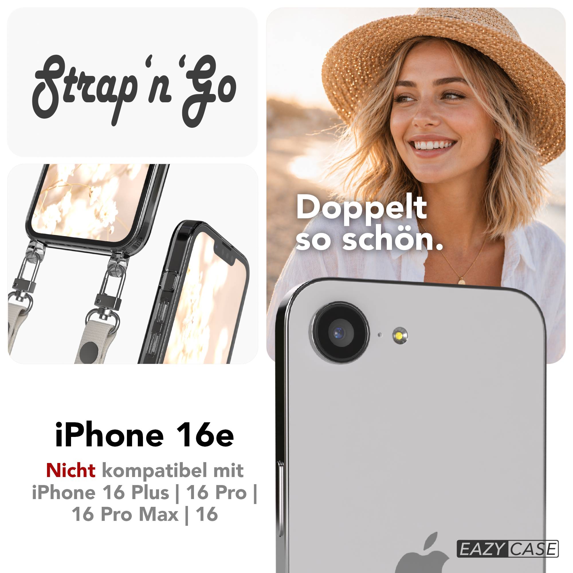 Apple iPhone 16e MagSafe Hülle mit magnetischem Crossbody-Umhängegurt-Set #farbe_taupe-magsafe-funktion-mit-magsafe