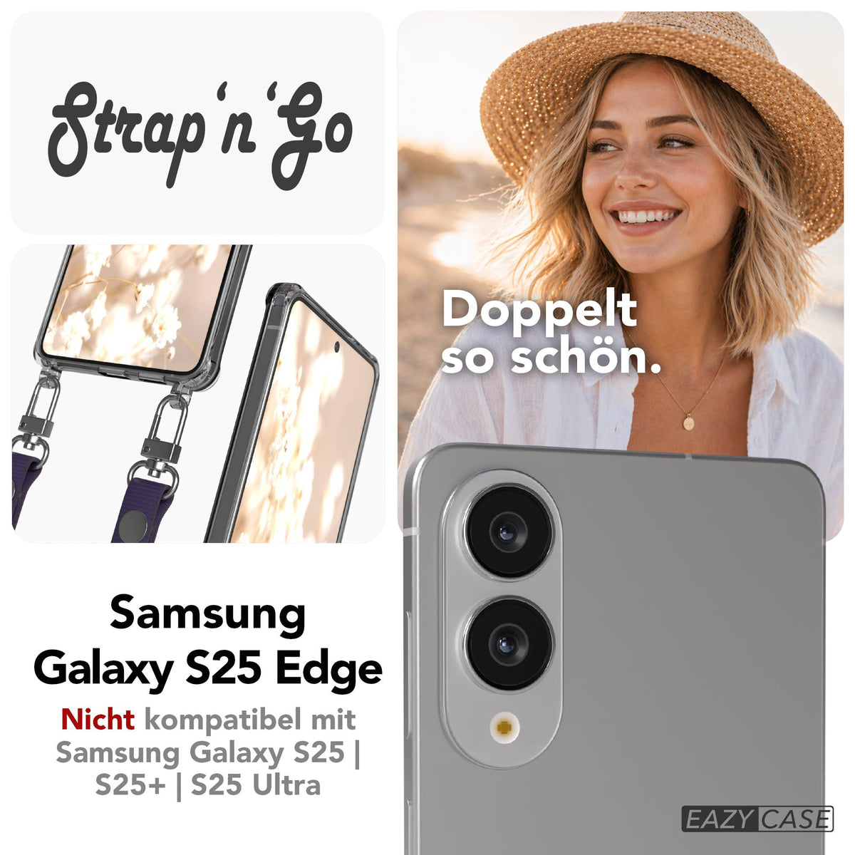 Samsung Galaxy S25 Edge MagSafe Hülle mit magnetischer Crossbody Handykette #farbe_lila-magsafe-funktion-ohne-magsafe